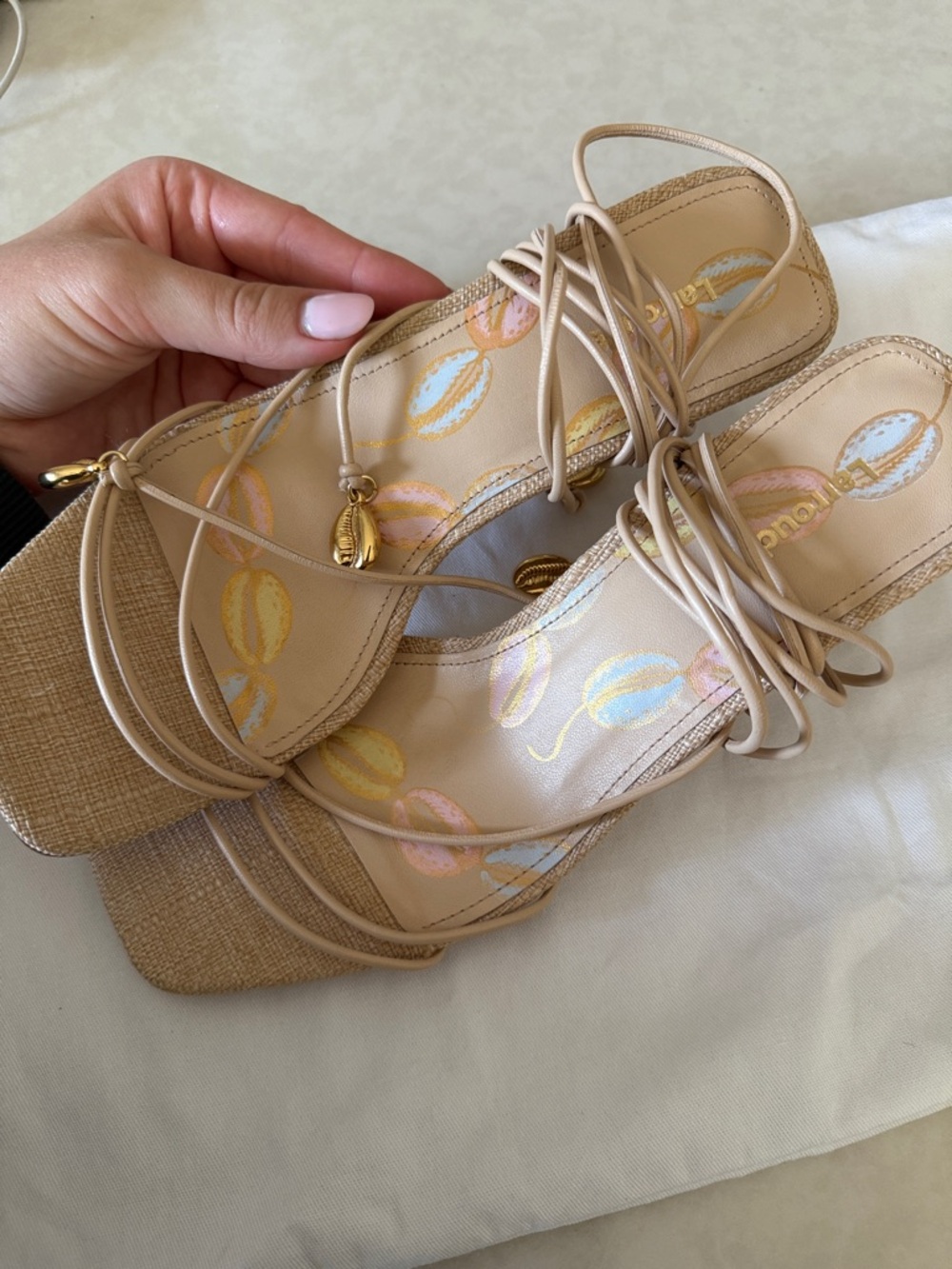 Larroudé Nadia Sandals Beige Mini Heel Sandal - Picture 8 of 9